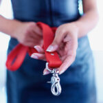 woman with dog leash