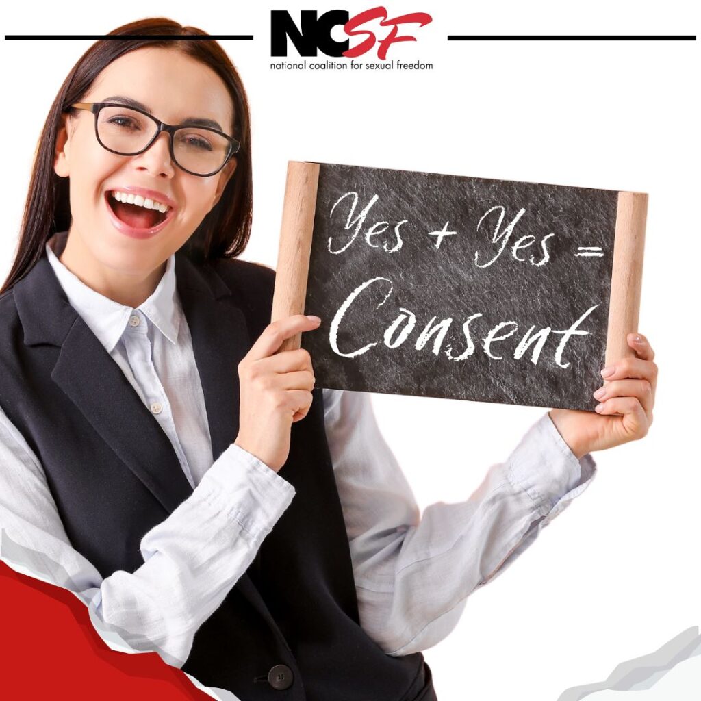person holding a chalk board that says "Yes + Yes =Consent