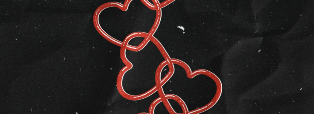 red hearts strung together
