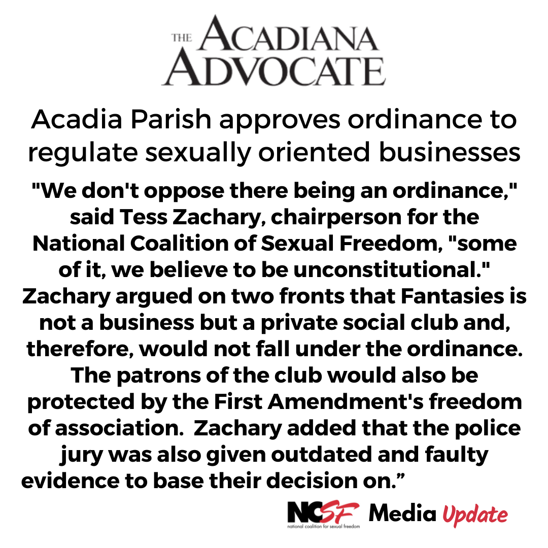 Acadia Parish approves ordinance to regulate sexually oriented businesses